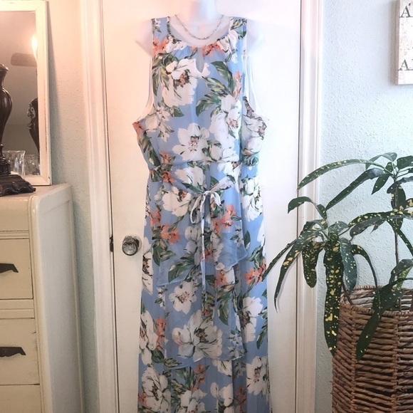 C Est. 1946 Floral Chiffon Sleeveless Maxi Dress Size 26/28 - Picture 1 of 14